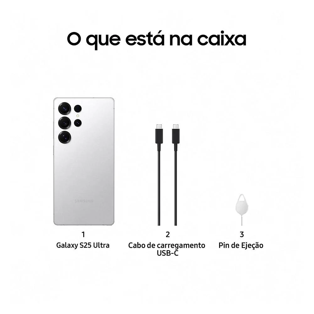 Smartphone Samsung Galaxy S25 Ultra 12/256gb Branco Prateado Titânio