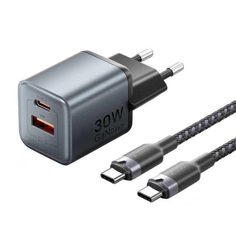 Gan Vention Carregador Usb-Ca 30w Cabo Usb-C-C 1