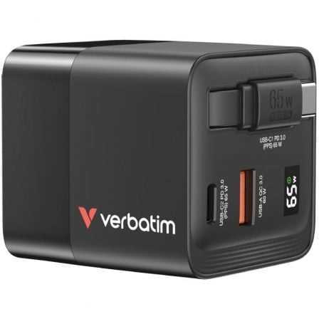 Cargador de Pared Universal Verbatim Gan Charger/ 1xusb Tipo-C/ 1xusb/ 1xusb Tipo-C Macho/ 65w