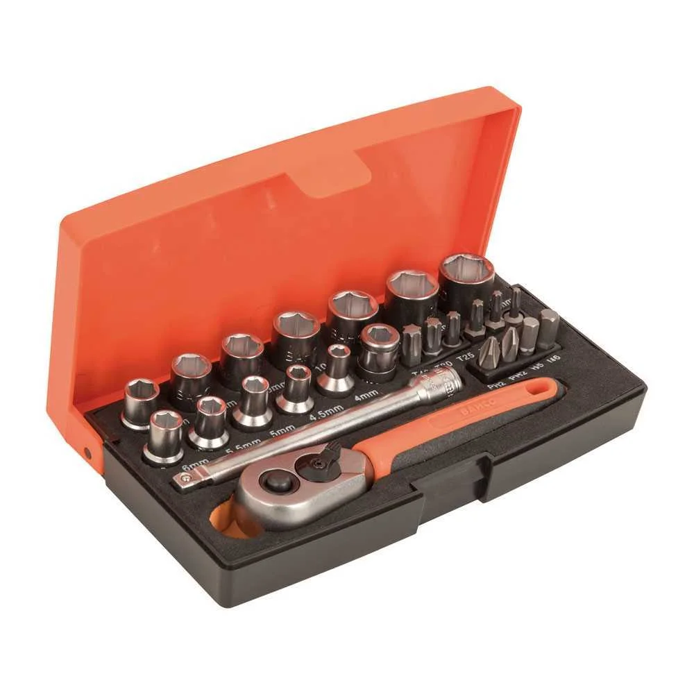 Chaves de encaixe de 1/4", caixa de 25 peças