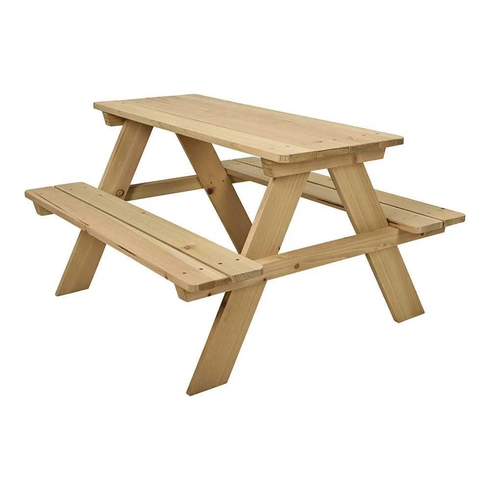 Wooden Picnic Table With 2 Benches, Made Of Wood, Dimensions 79 X 89 X 50 Cm