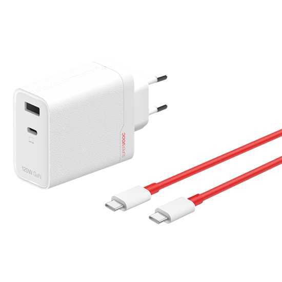 Oneplus 120w Dual Ports Supervooc  Adapter + Cable (Type-C + Type-A) - White