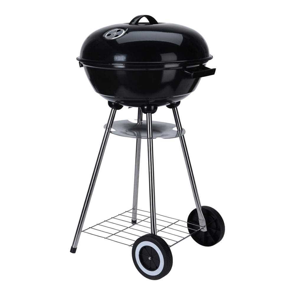 Barbacoa de Carbó de Peu Amb Tapa I Rodes, Acabat Esmaltat. Mides Barbacoa Ø46 X 84 Cm. Alçada de Co