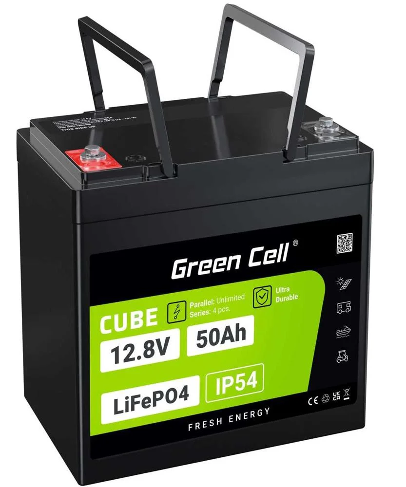 Green Cell Cube Lifepo4 50ah 12.8v 640wh Lithium Iron Phosphate Battery For Camper, Golf Cart,Wind P