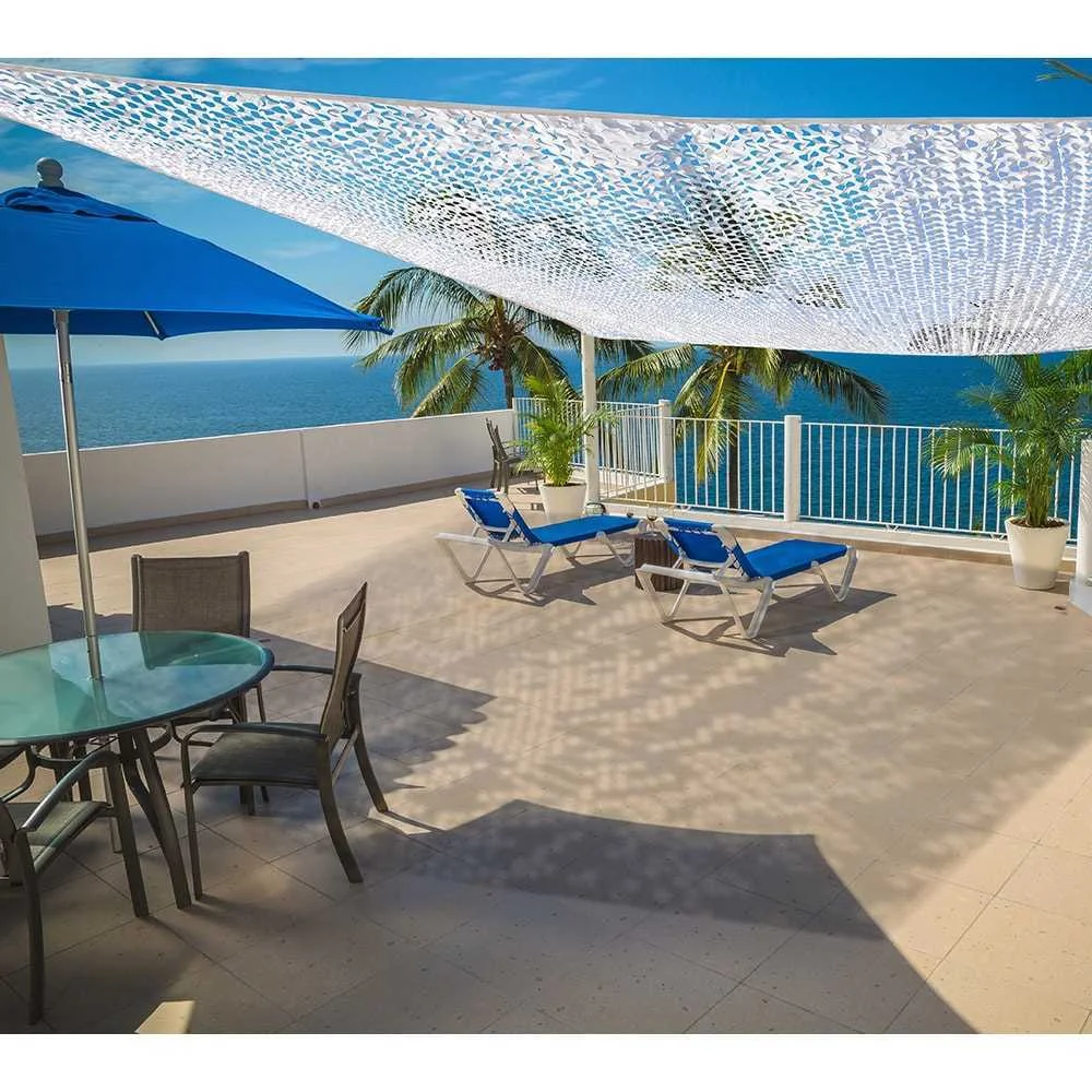 Tendal Vela Camuflatge Reversible Rectangular Blanc, Material Poli&egrave;ster, Cont&eacute; Anelles D'acer Inoxid