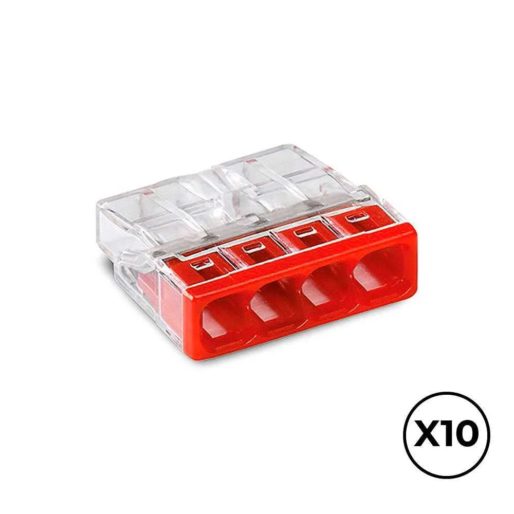 Connector Ràpid Per a 4 Conductors Rígits de Coure o Alumini, Diàmetre Entre 0,5 a 2,5 Mm², 450 V, 2