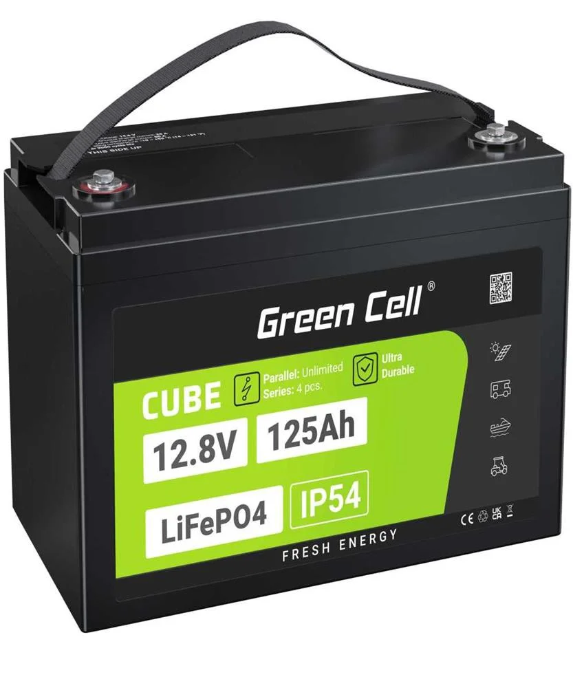 Green Cell Cube Lifepo4 125ah 12.8v 1600wh Lithium Iron Phosphate Battery For Camper, Solar, Off-Gri