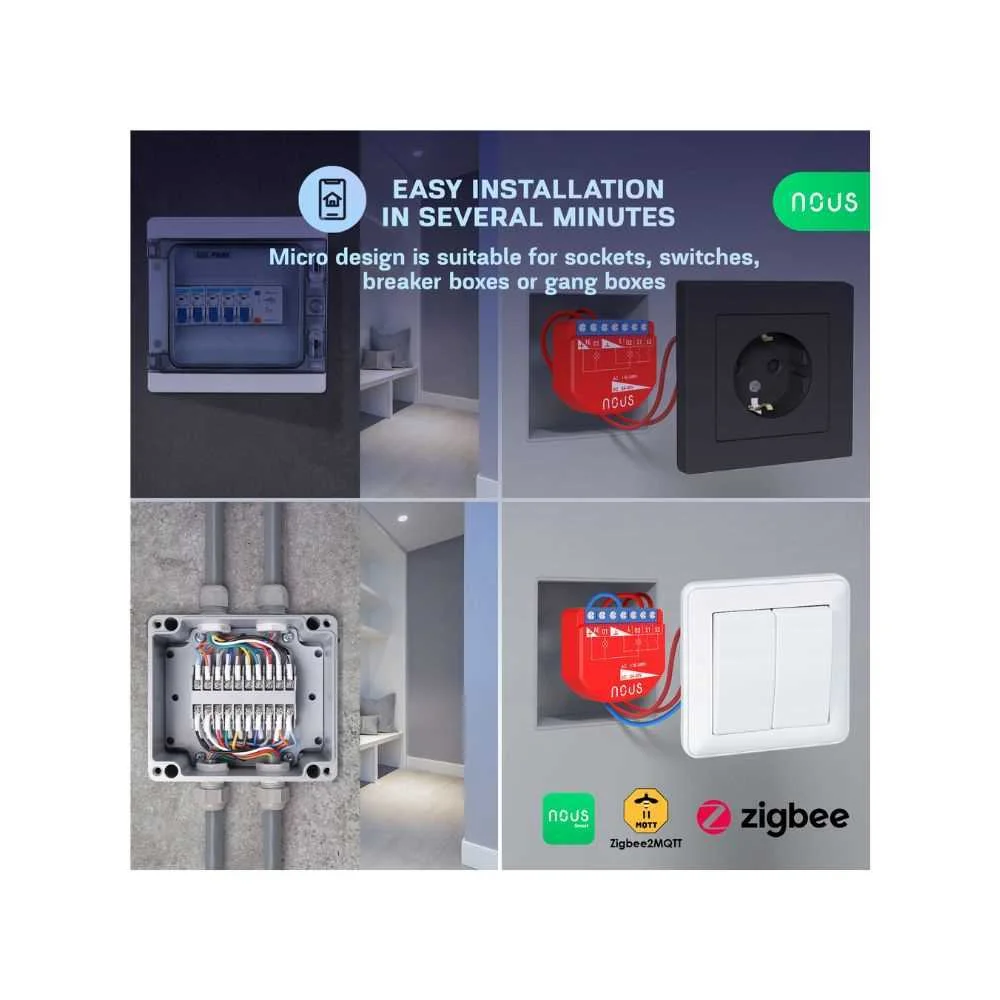 Nous B3z Smart Tuya Zigbee Mini Relé Módulo Com.