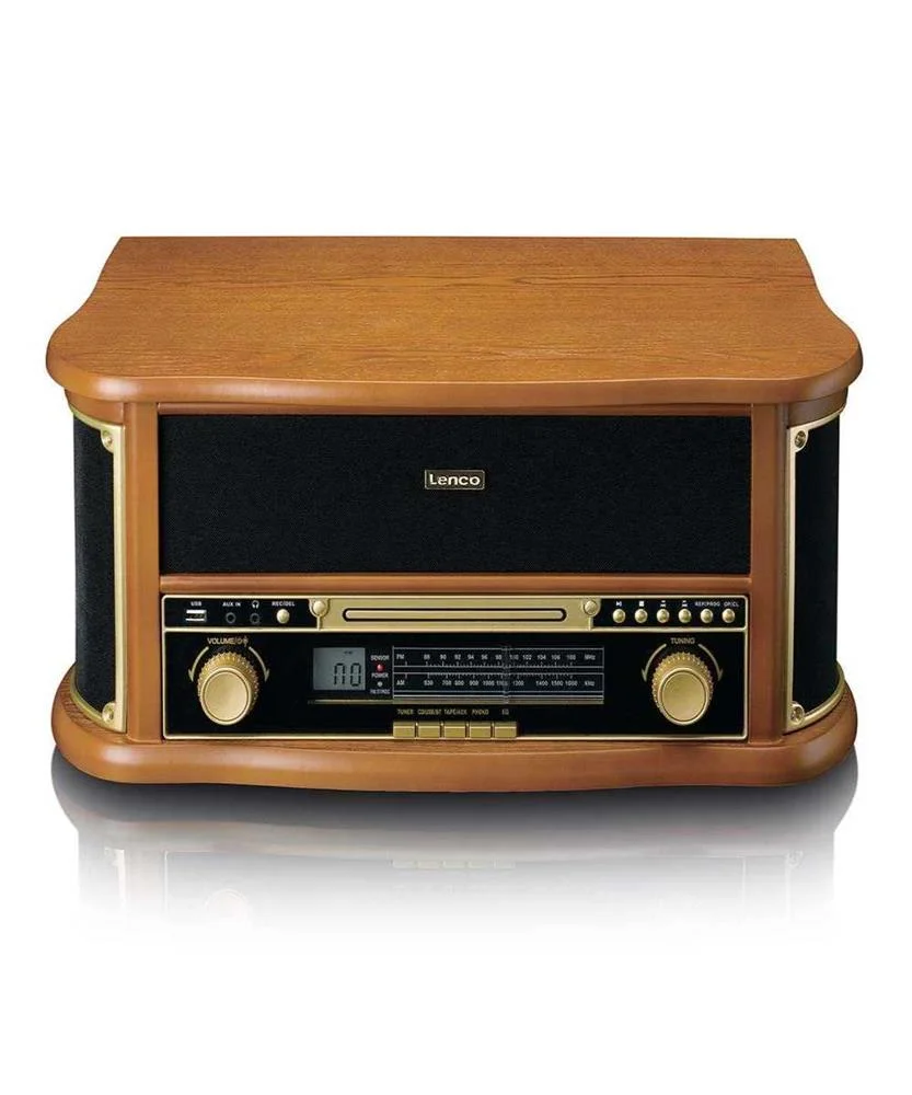 Tocadiscos Retro de Madera Con Bluetooth Radio Am.