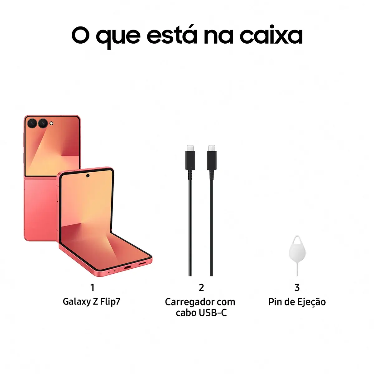 Smartphone Samsung Galaxy Z Flip7 12/512GB Vermelho Coral