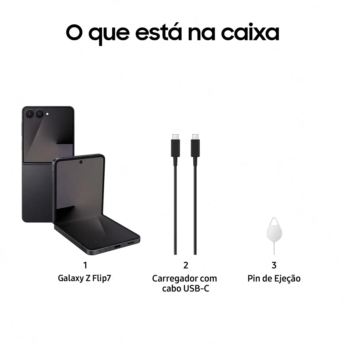 Smartphone Samsung Galaxy Z Flip7 12/256GB Preto Noturno