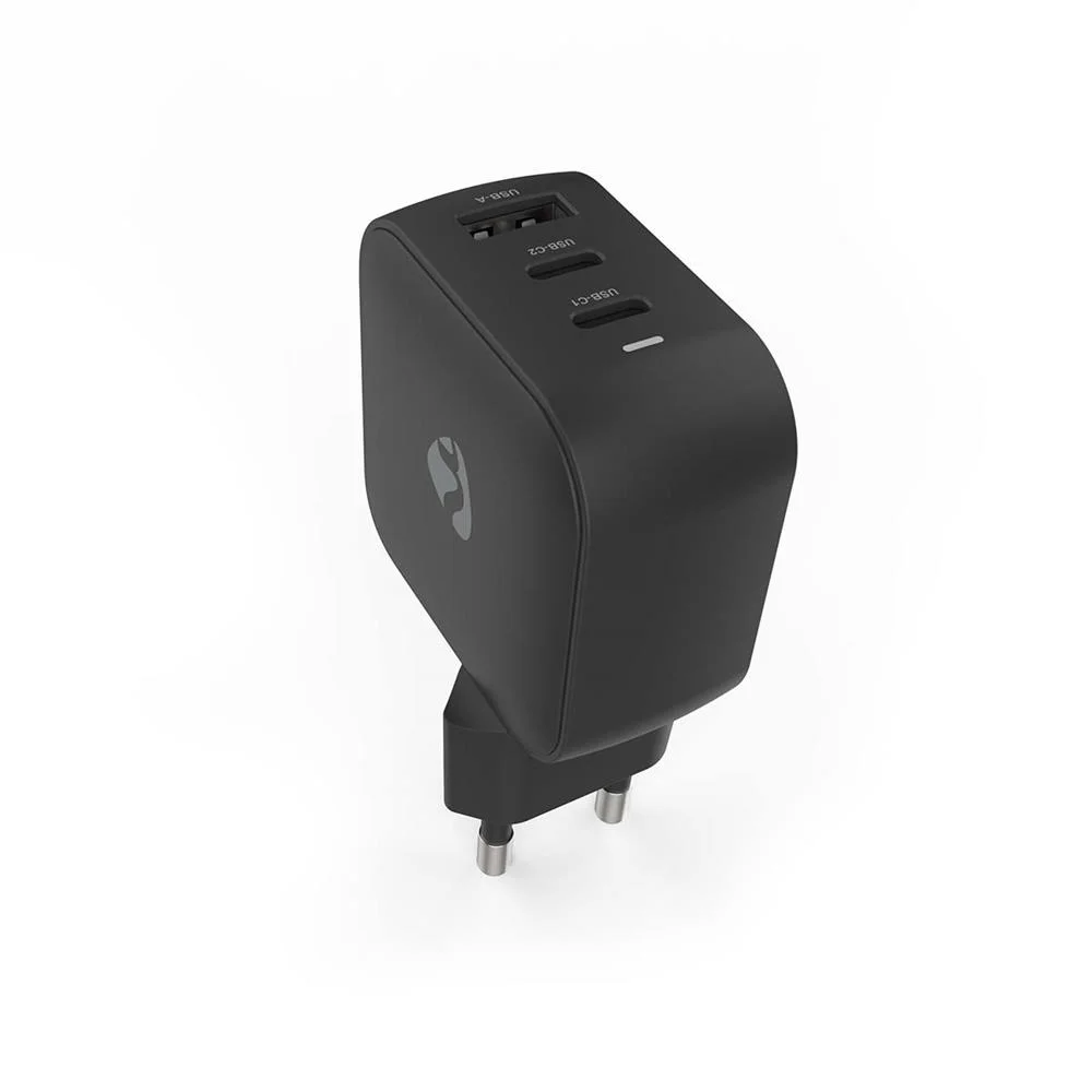 Carregador 70W GaN PD3.0 Quick charge USB-A / 2x USB-C Preto