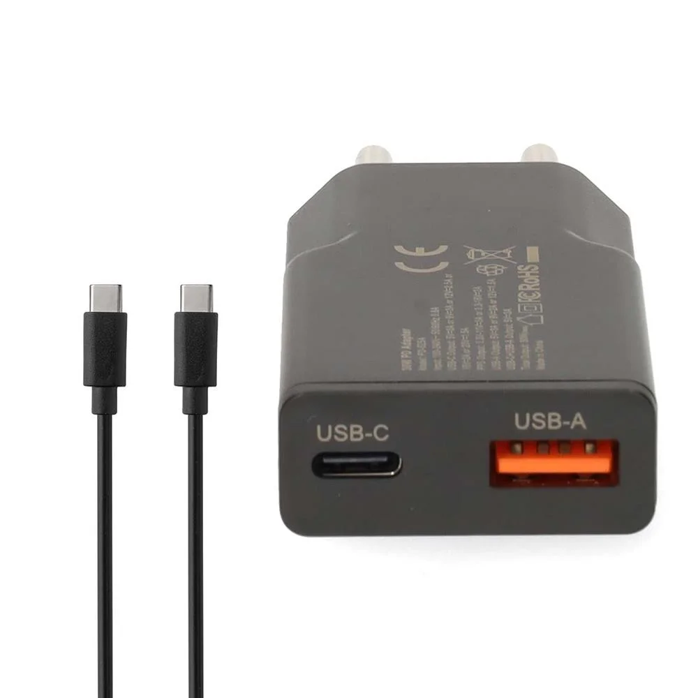 Carregador 20W GaN PD3.0 Quick charge + Cabo 1.5m Preto
