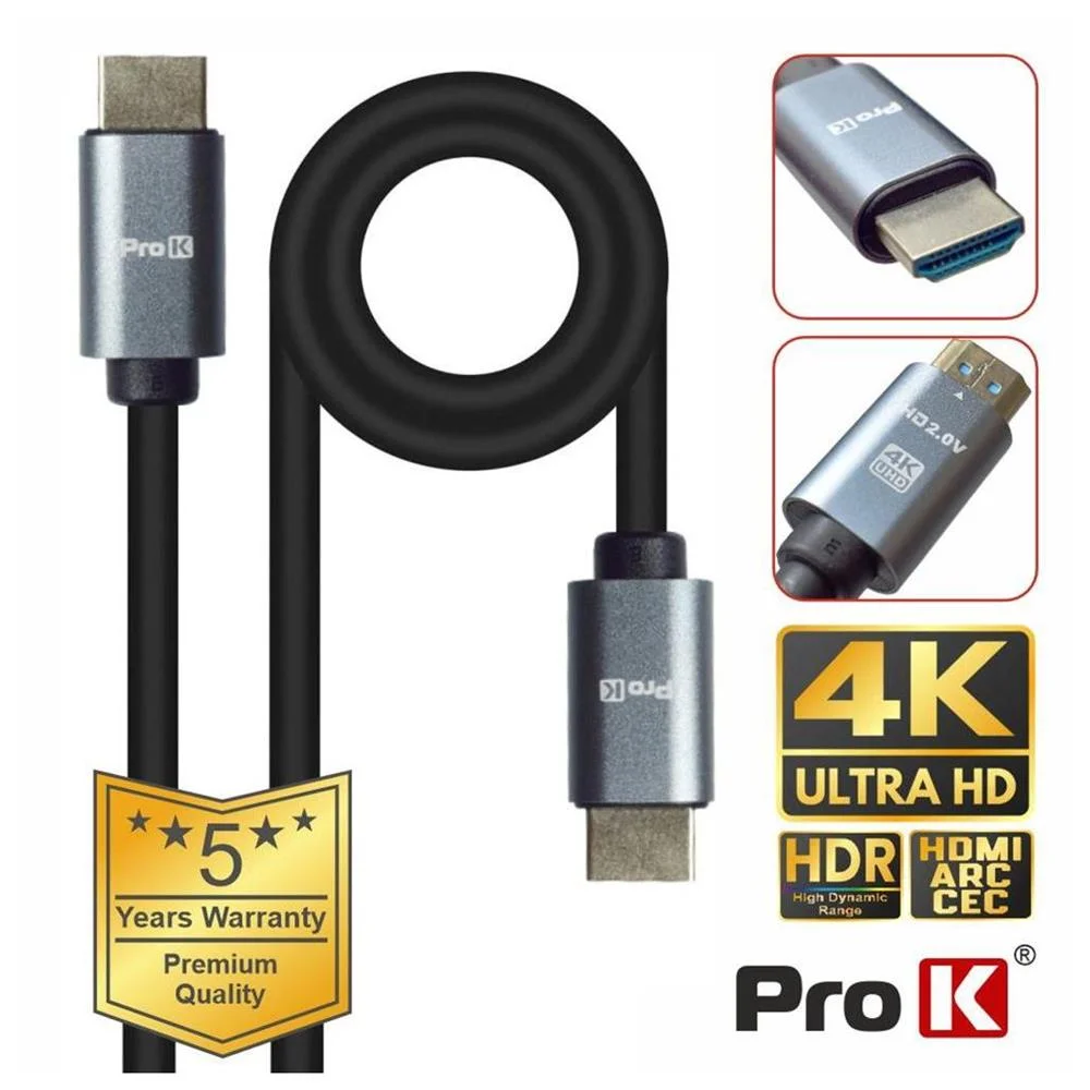 Cabo Hdmi 2.0 Uhd 4k Macho / Macho 1m Prok