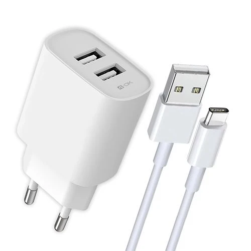 Carregador USB Duplo 2.4A + Cabo USB  Tipo C