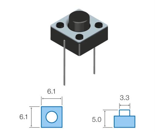 Interruptor Mini Pulsador Preto 1.35Mm