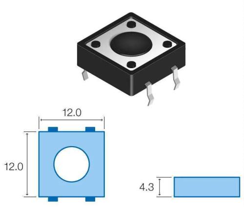 Interruptor Pulsador Preto 0.3Mm