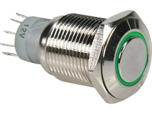 Round Metal Switch Spdt 1no 1nc - Green Ring