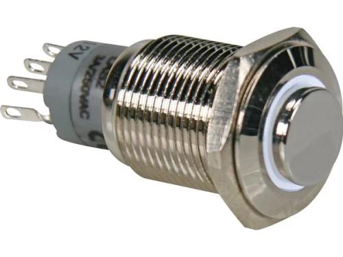 High Round Metal Switch Spdt 1no 1nc - White Ring
