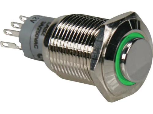 High Round Metal Switch Spdt 1no 1nc - Green Ring