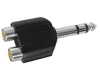 Conector Estéreo Rca Doble Hembra a Macho de 6,35.