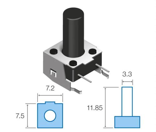 Pulsador De Tato Mini Horizontal 4 Pinos 9Mm