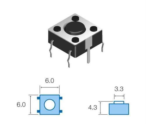 Interruptor Mini Pulsador Preto 0.35Mm
