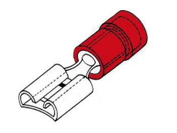 Terminal Faston Isolado Femea Vermelho 6.4mm