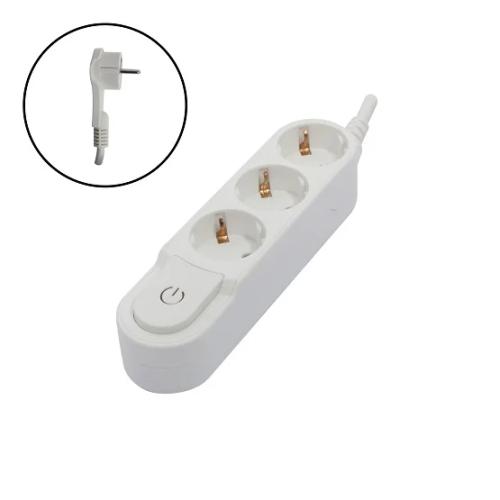 Bloco 3 Tomadas Schuko 16A C/Interrup.Branco 1.5M