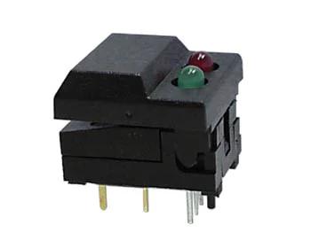 Digitast Dip Push-Button Switch Black Cap - Red & Green Led