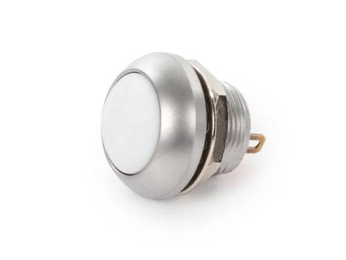 Mini Round Metal Push Button With White Button 1p Spst Off-(On)