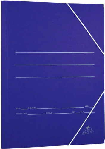 Carpeta Carton Azul 500 Gr./M2. Folio Goma Sencil.