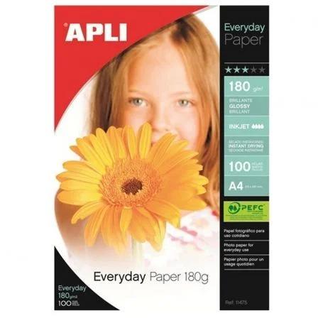 Papel Fotográfico Apli Everyday 11475/ Din A4/ 180g/ 100 Hojas/ Brillante