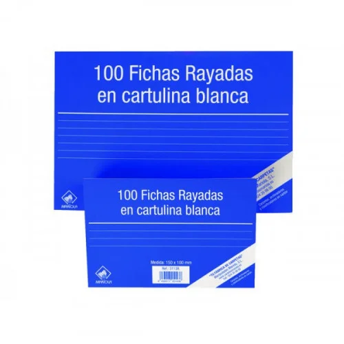 100 Fichas de Cartulina Lisa (95x65 Mm) N.º 1 Ma.