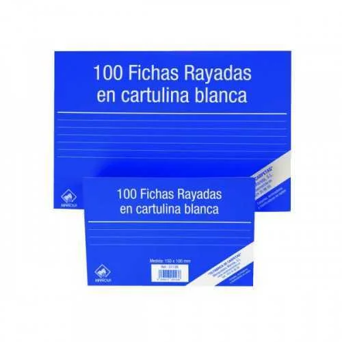 100 Fichas de Cartulina Rayada (95x65 Mm) N.º 1 M.