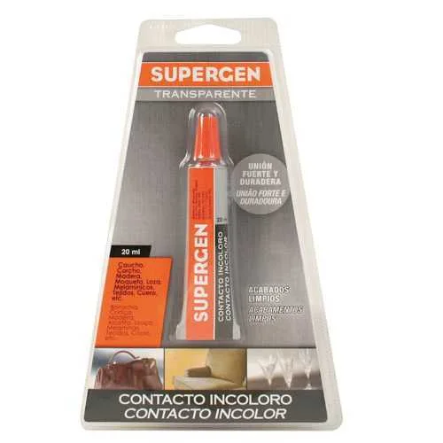 Adhesivo de Contacto Incoloro En Tubo Tipo Clasico 20ml. Supergen 62601-00000-03