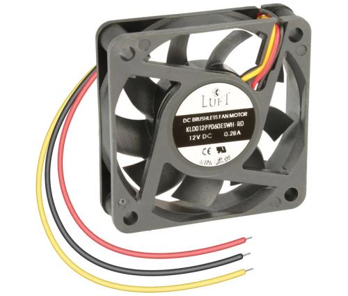 Ventilador 12Vdc 60x60x15mm de Veio com 3 Fios