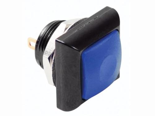 Mini Square Metal Push Button With Blue Button 1p Spst Off-(On)