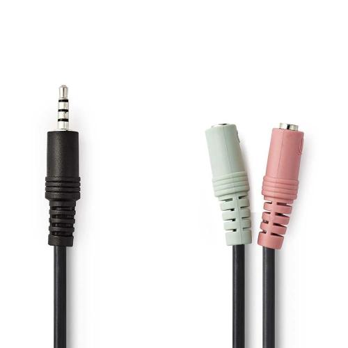 Cabo de Áudio Stereo 3,5mm Macho 2x 3,5mm Fêmea 0,20m