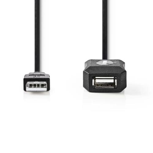 Cable Usb 2.0 a Macho a Hembra Negro 10m