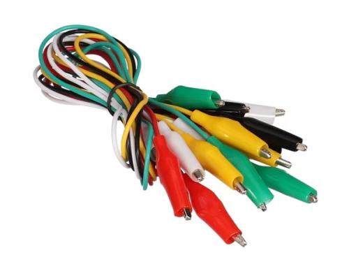 Conjunto de 10 Fios - 50 Cm - 5 Cores com Garras Crocodilo - 27 Mm