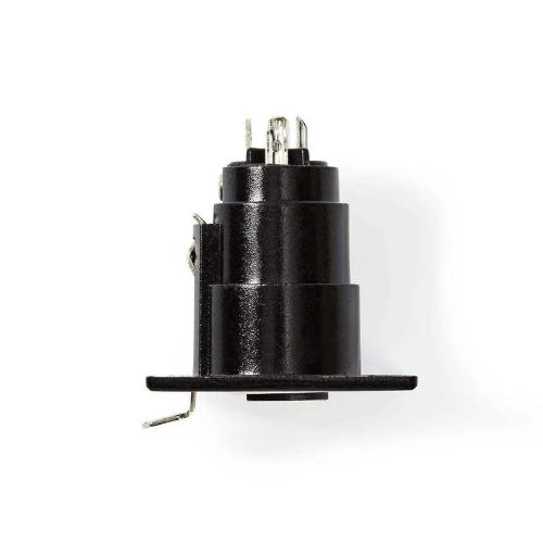 Conector Xlr Reto Fêmea Chassis Diâmetro de Entrada do Cabo 5mm Metal Preto