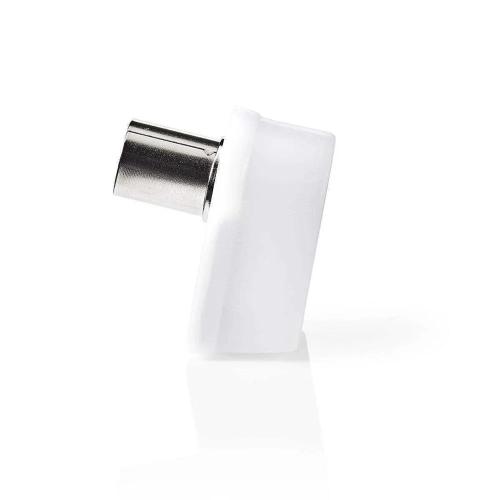 Conector Iec Coaxial Em Ângulo Fêmea Metal Branco
