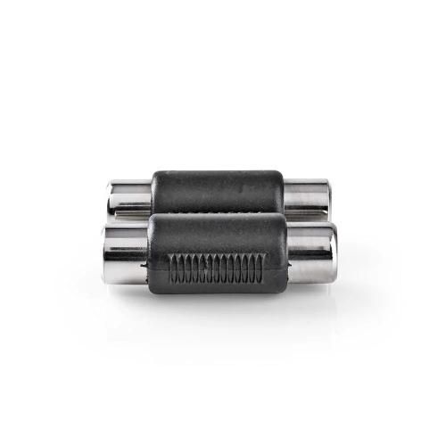Adaptador de Audio Estéreo | 2x Rca Hembra | 2x Rca Hembra | Niquelado | Recto | Abs | Negro | 10 Ud