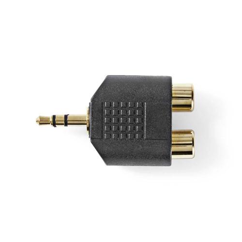 Adaptador de Audio Estéreo | 3.5 Mm Macho | 2x Rca Hembra | Chapado En Oro | Recto | Abs | Negro | 1