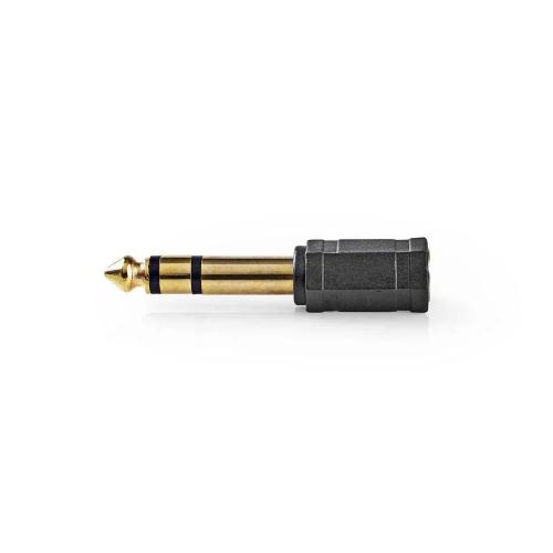Adaptador de Audio Estéreo | 6,35 Mm Macho | 3.5 Mm Hembra | Chapado En Oro | Recto | Abs | Negro |
