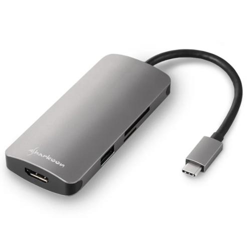 Hub Usb Sharkoon 3x3.0 Type C + Hdmi Aluminio Gris Oscuro