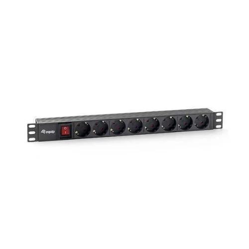 Equip Steckdosenleiste 19"(1he)8fach Schukon. 1,8m   Schwarz