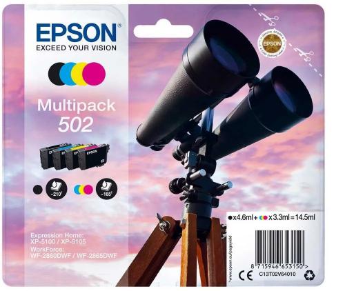 Tinteiro Epson 502 Multipack 4 Cores + Alarme Rf - Xp-5100/5, Wf-2860/5