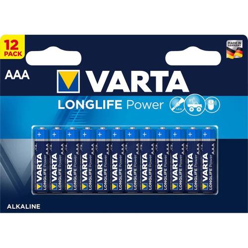 Pilha Varta Alcalina Longlife Power AAA - Lr03 (Blíster 12 Unid.) Ø10,5x44,5mm